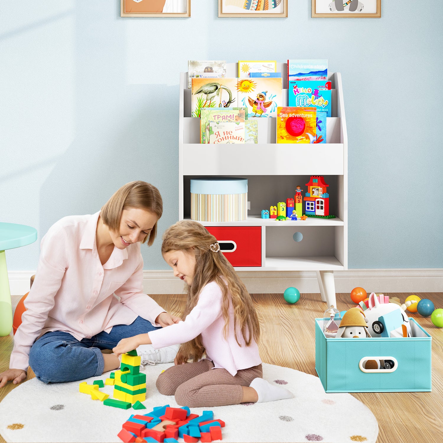 Kids Bookshelf with Open Compartment for Toddlers 3+ Years Old