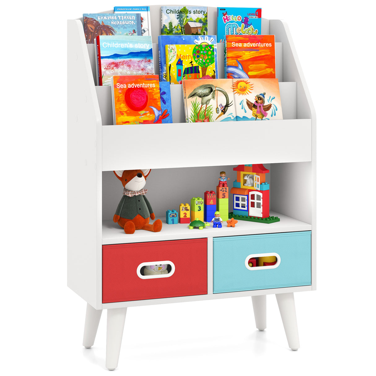 Kids Bookshelf with Open Compartment for Toddlers 3+ Years Old