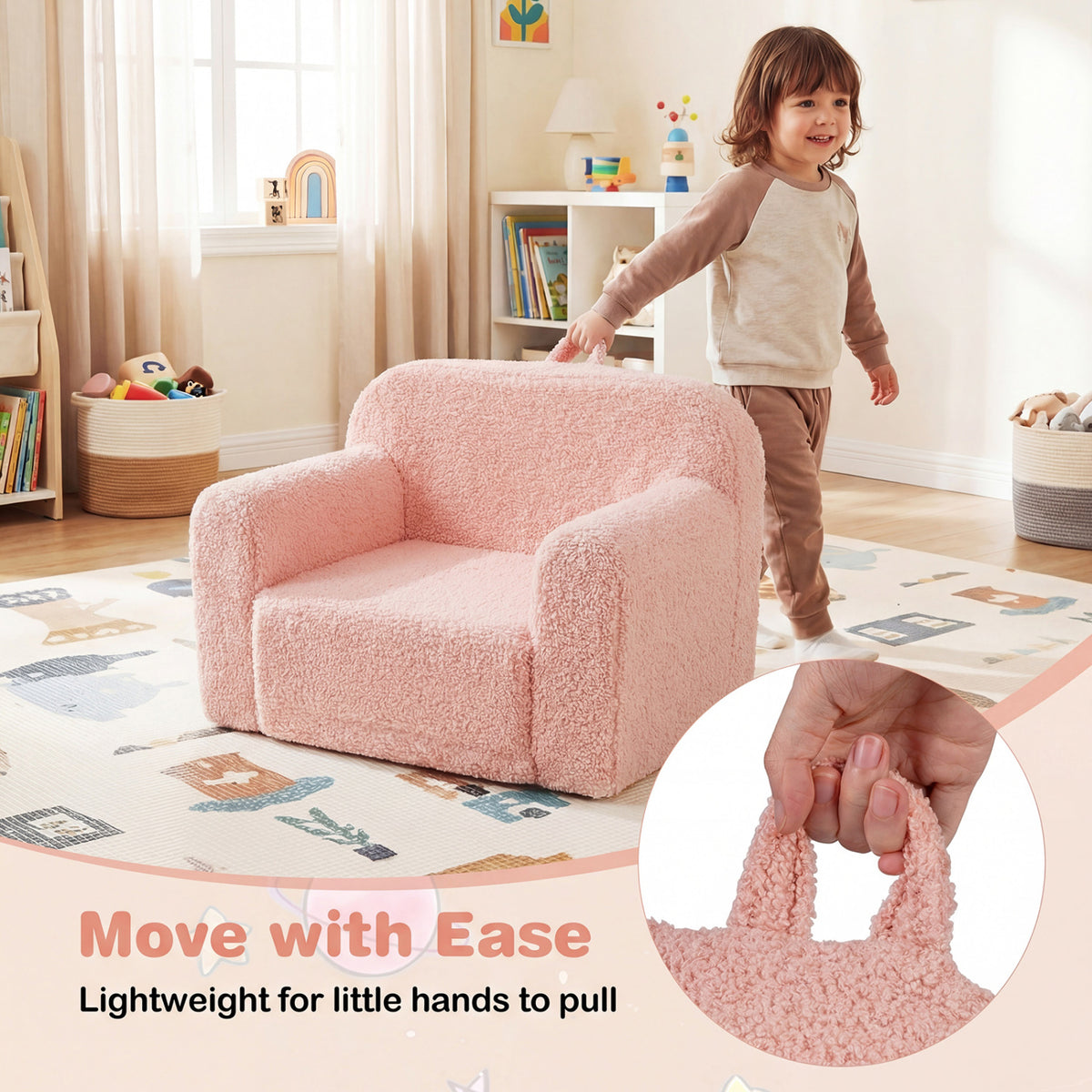 Kids Couch Portable Toddler Sofa with Anti-slip Base