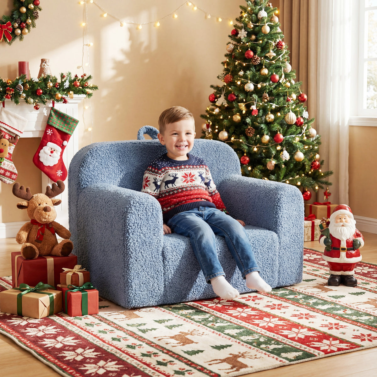 Kids Couch Portable Toddler Sofa with Anti-slip Base