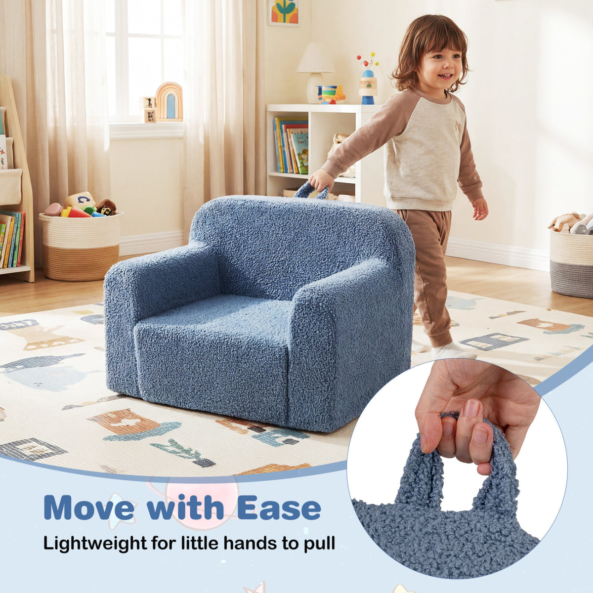 Kids Couch Portable Toddler Sofa with Anti-slip Base