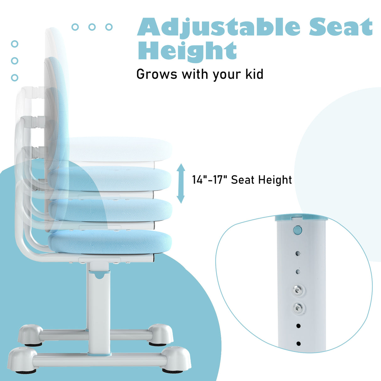 Kids Desk Chair Children Study Chair with Double Back Support and Adjustable Height