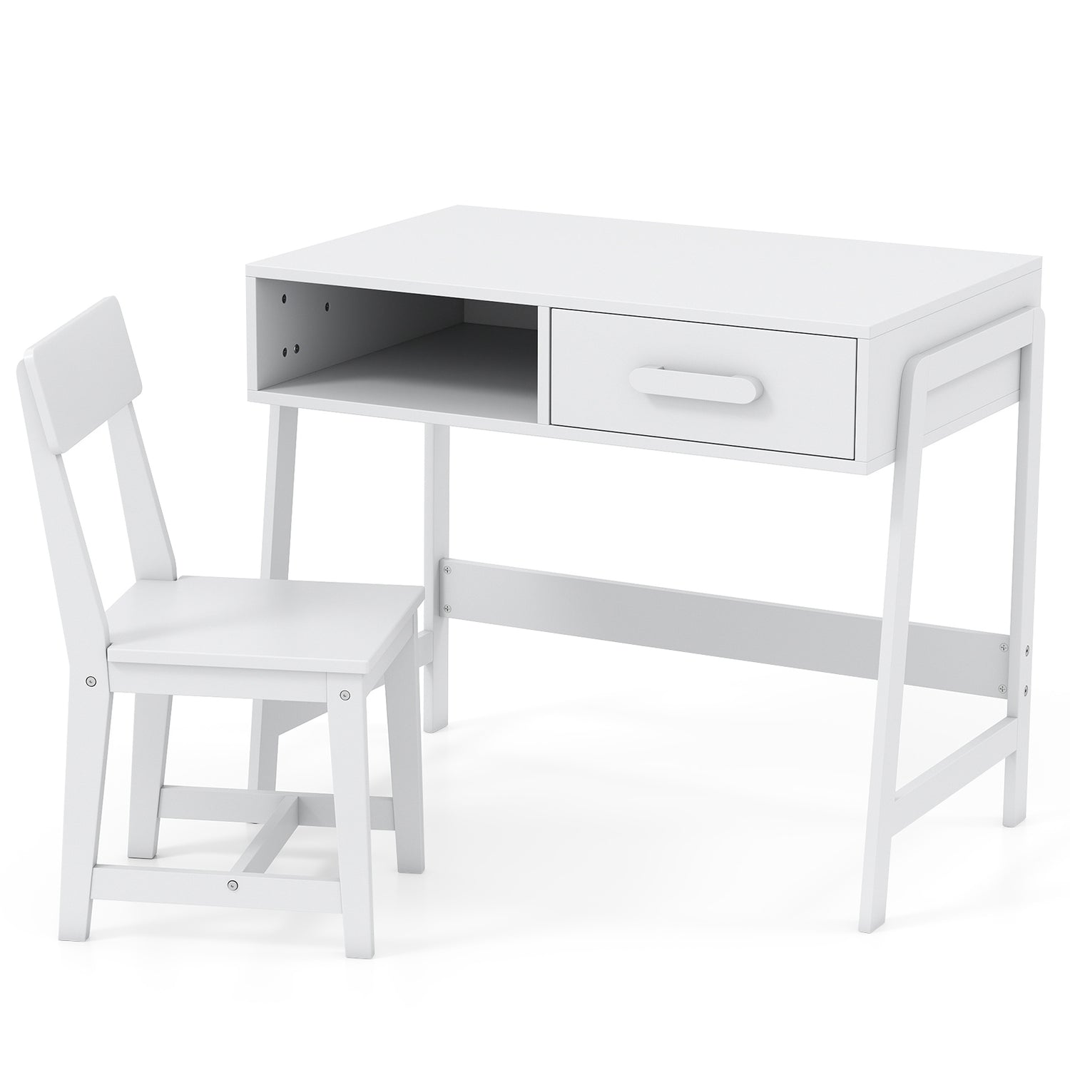 Kids Desk and Chair Set with Storage Drawer and Hutch