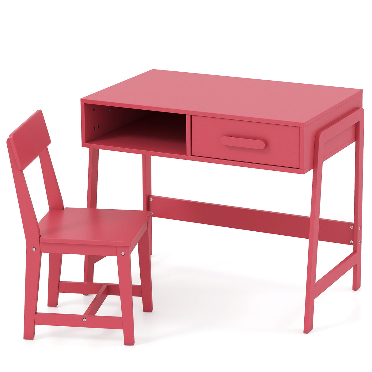 Kids Desk and Chair Set with Storage Drawer and Hutch