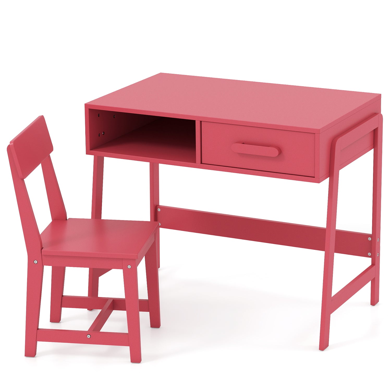 Kids Desk and Chair Set with Storage Drawer and Hutch