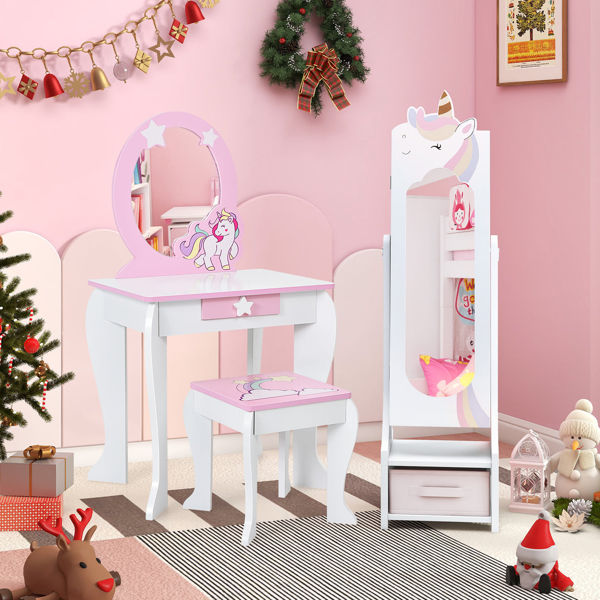 Kids Jewelry Armoire Cabinet with Storage and 2 Tilt Angles