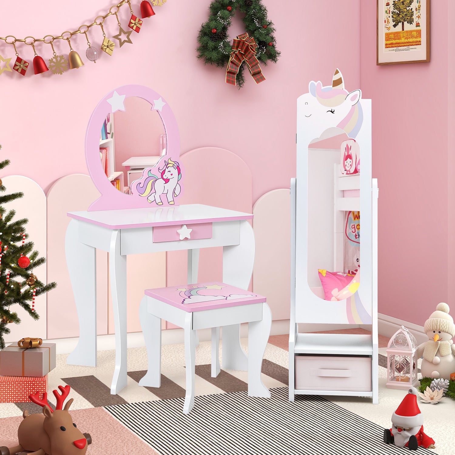 Kids Jewelry Armoire Cabinet with Storage and 2 Tilt Angles