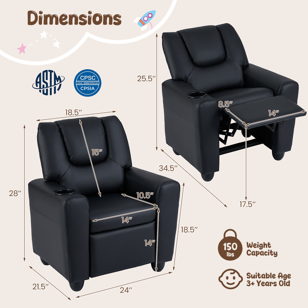 Kids Recliner Armchair Sofa