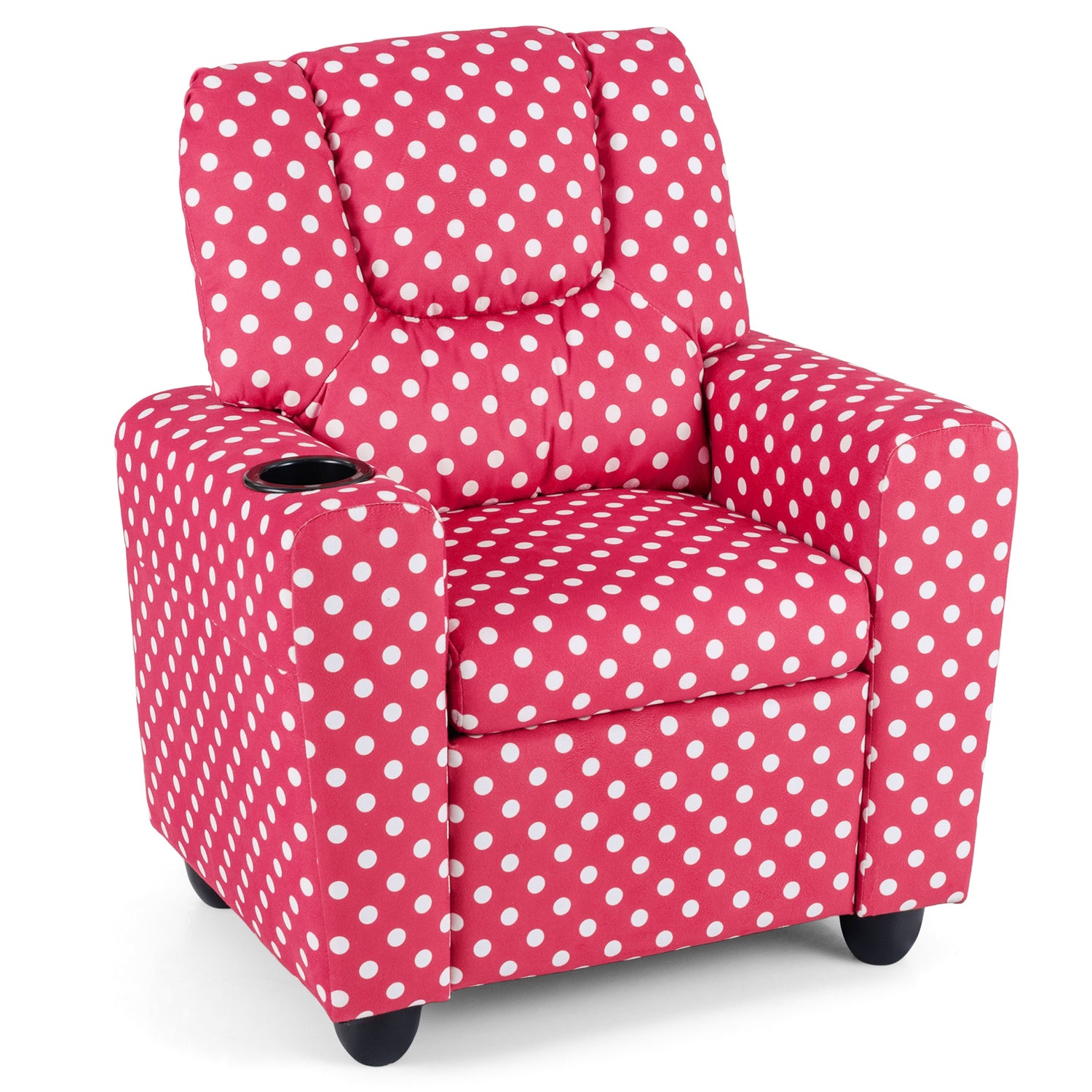 Kids Recliner Chair Push Back Toddler Reclining Armchair with Cup Holder