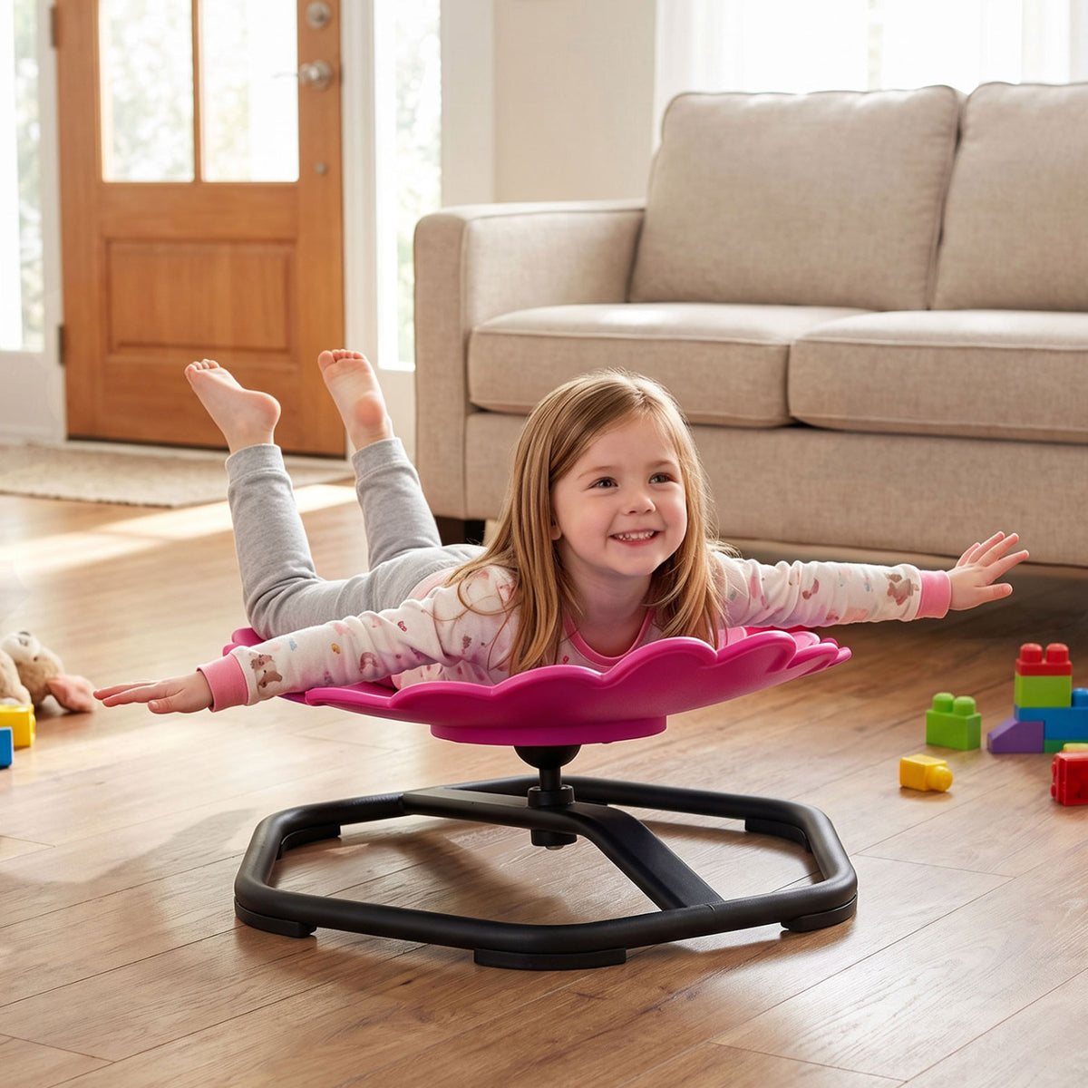 Kids Sensory Swivel Chair with Sunflower Shape 360° Spinning Chair for Toddlers