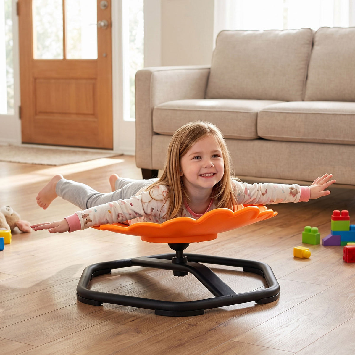 Kids Sensory Swivel Chair with Sunflower Shape 360° Spinning Chair for Toddlers