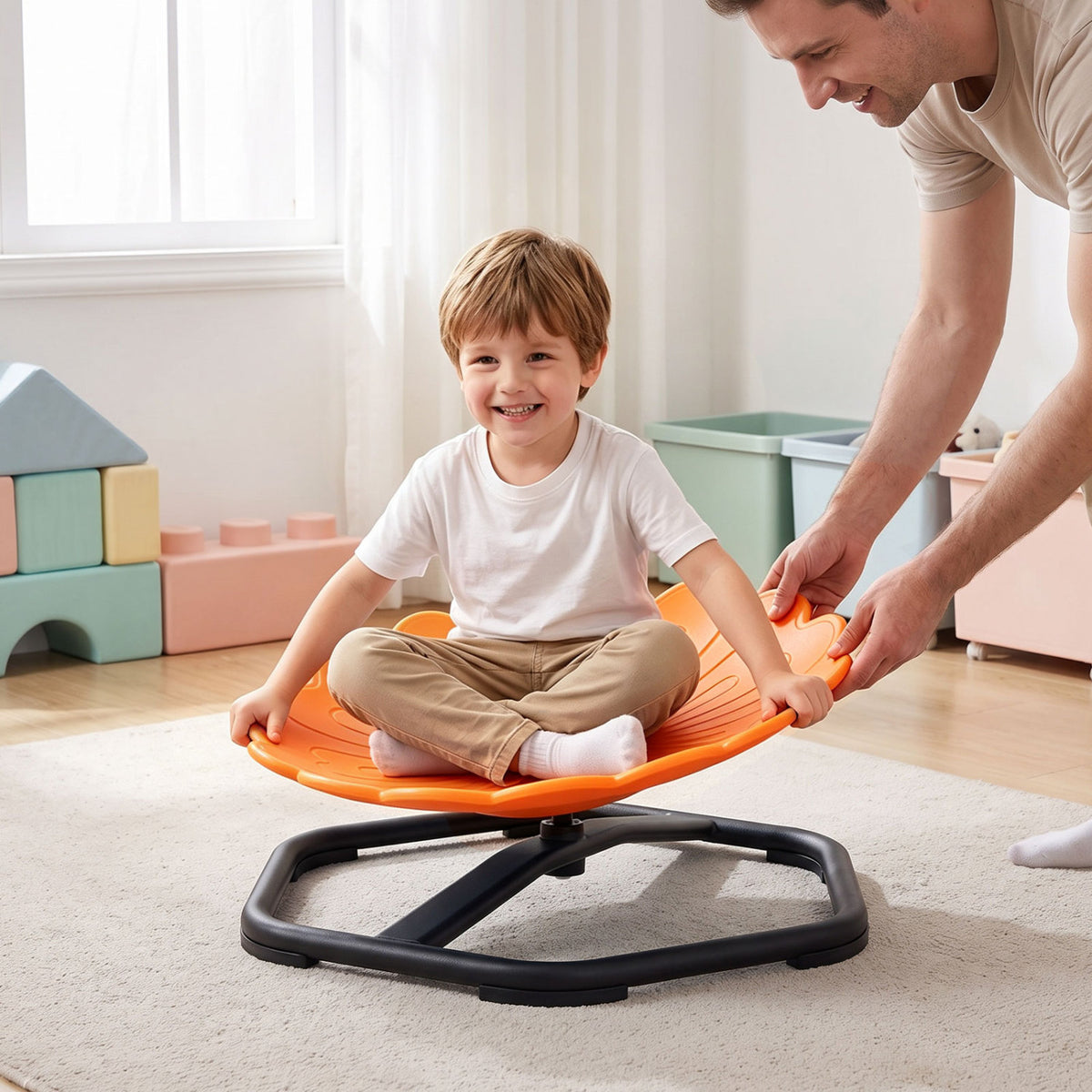 Kids Sensory Swivel Chair with Sunflower Shape 360° Spinning Chair for Toddlers