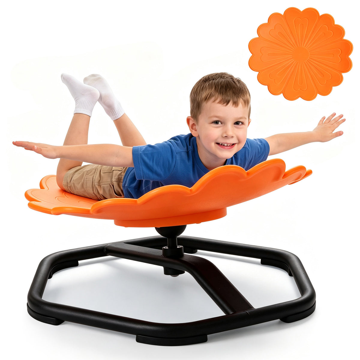 Kids Sensory Swivel Chair with Sunflower Shape 360° Spinning Chair for Toddlers
