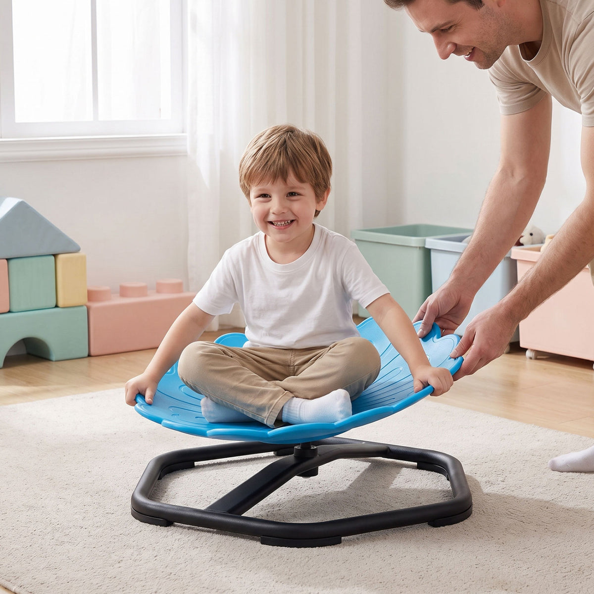 Kids Sensory Swivel Chair with Sunflower Shape 360° Spinning Chair for Toddlers