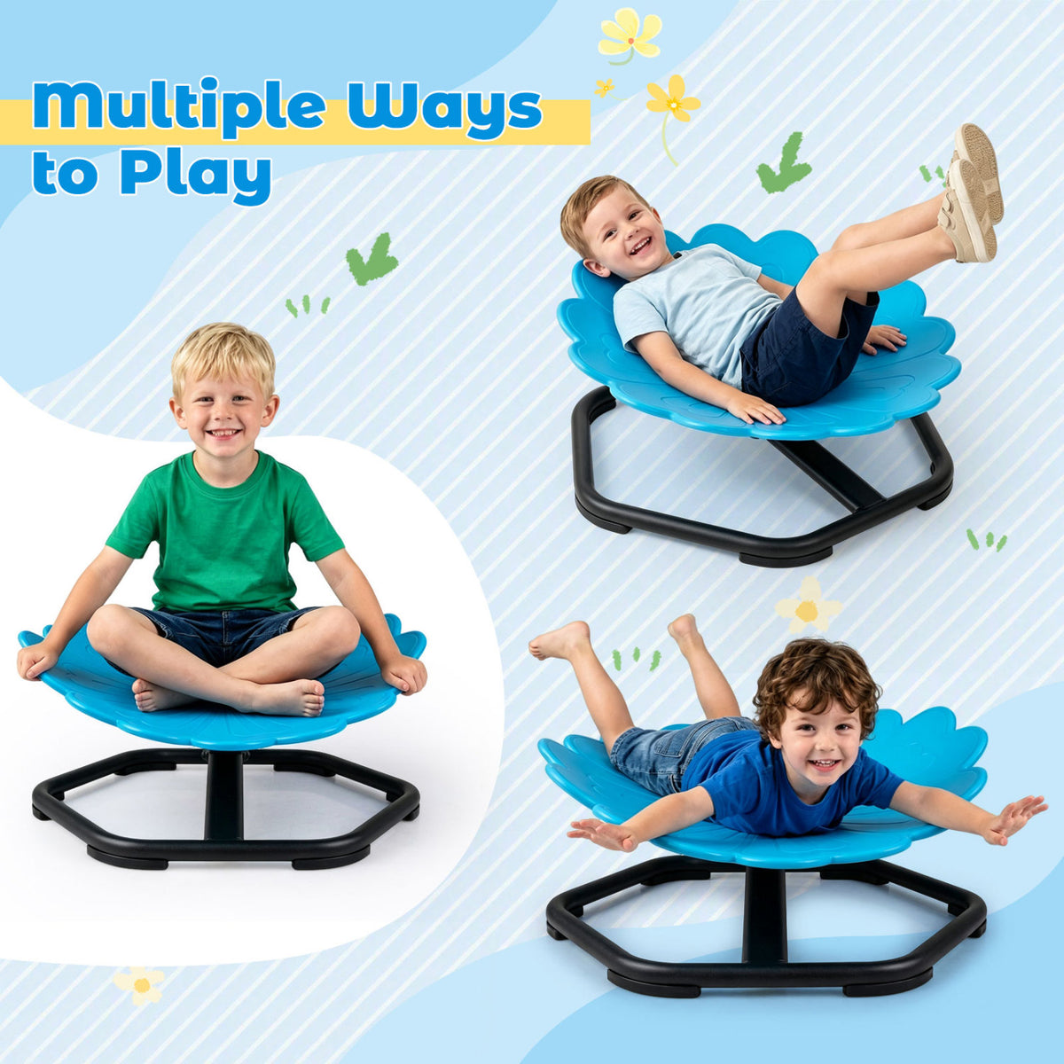 Kids Sensory Swivel Chair with Sunflower Shape 360° Spinning Chair for Toddlers