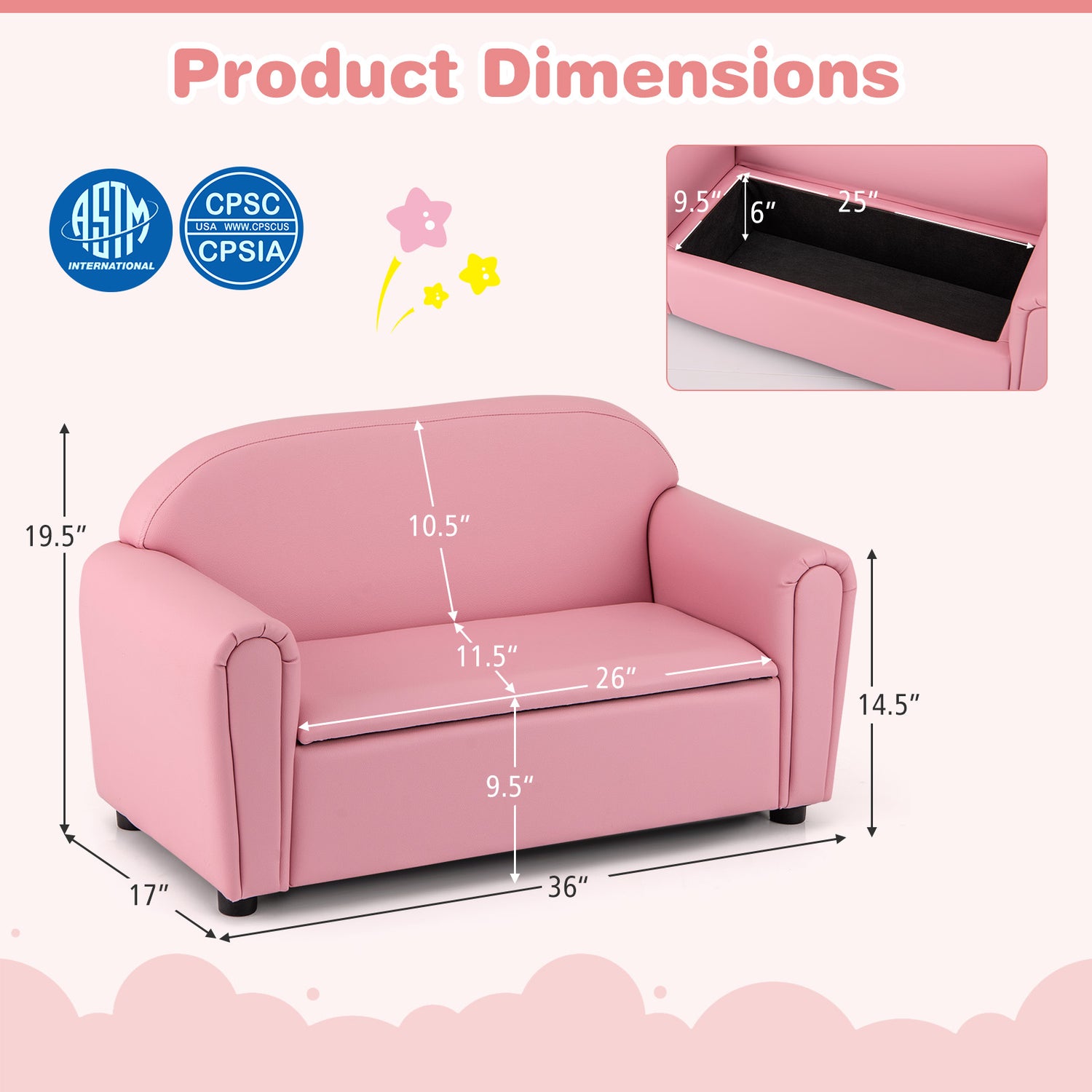 Kids Sofa Armrest Chair with Storage Function