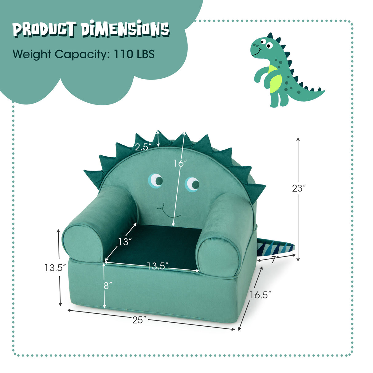 Original Kids Sofa with Armrest and Thick Cushion