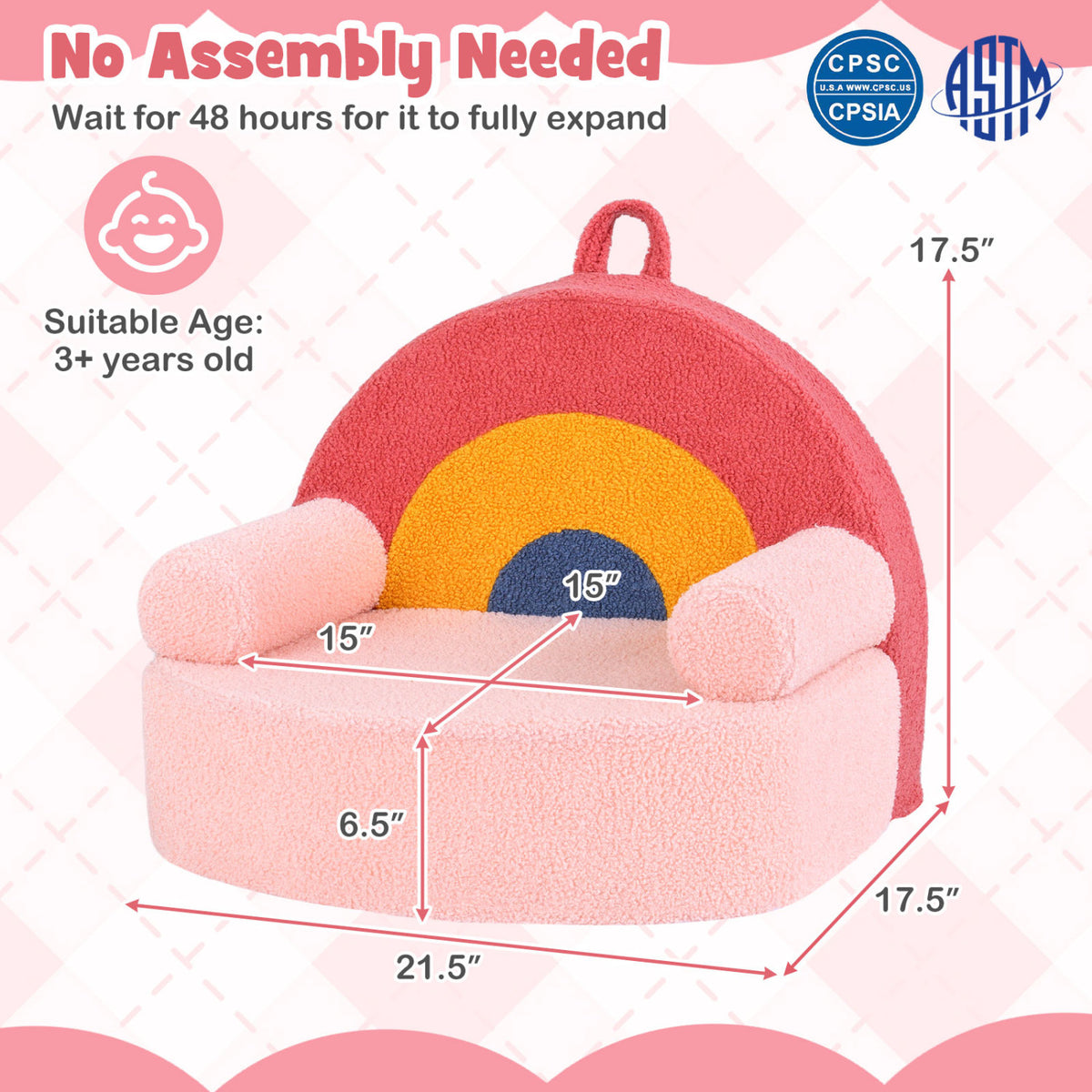 Kids Sofa Toddler Foam Couch with Soft Fleece Fabric Cover