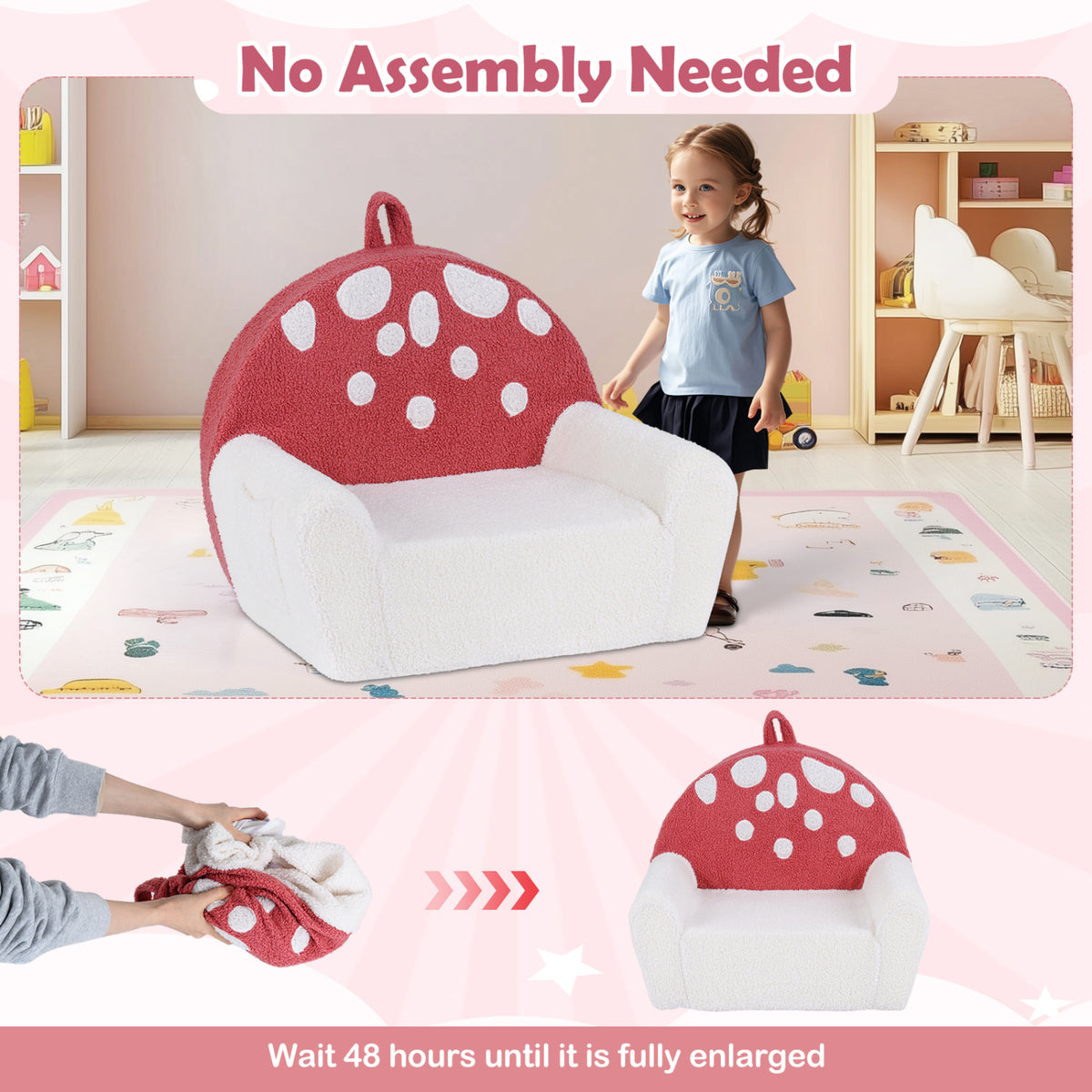 Kids Sofa Toddler Foam Couch with Soft Fleece Fabric Cover