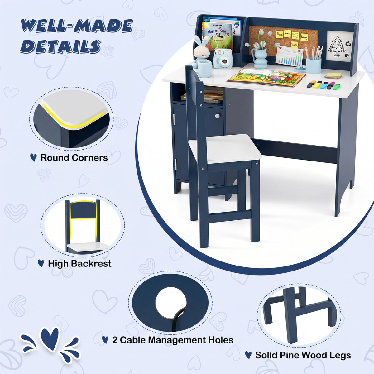 Kids Table and Chair Set for Arts Crafts Homework Home School