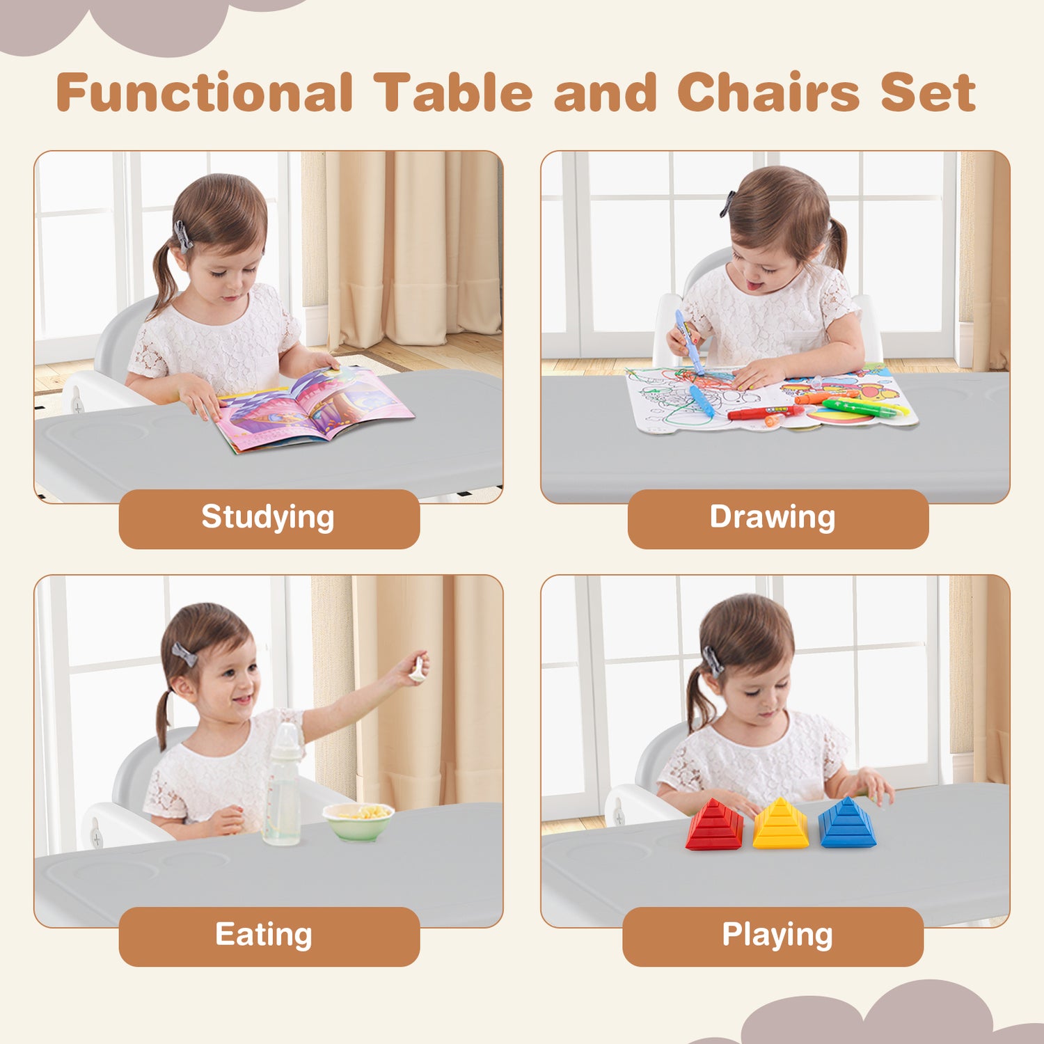 Kids Table and Chair Set with Building Blocks