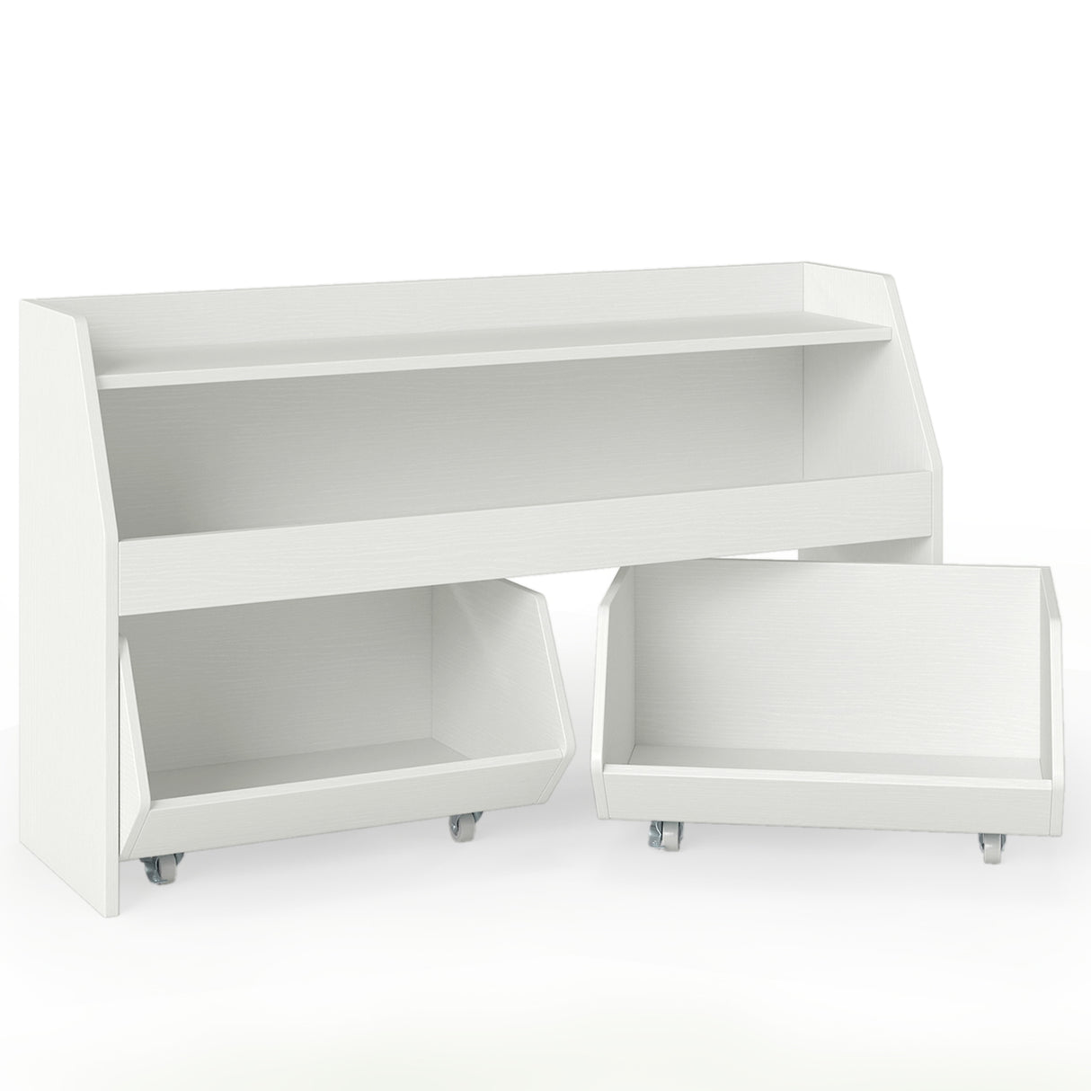 Kids Toy Storage Organizer Wooden Bookcase with 2 Movable Drawers