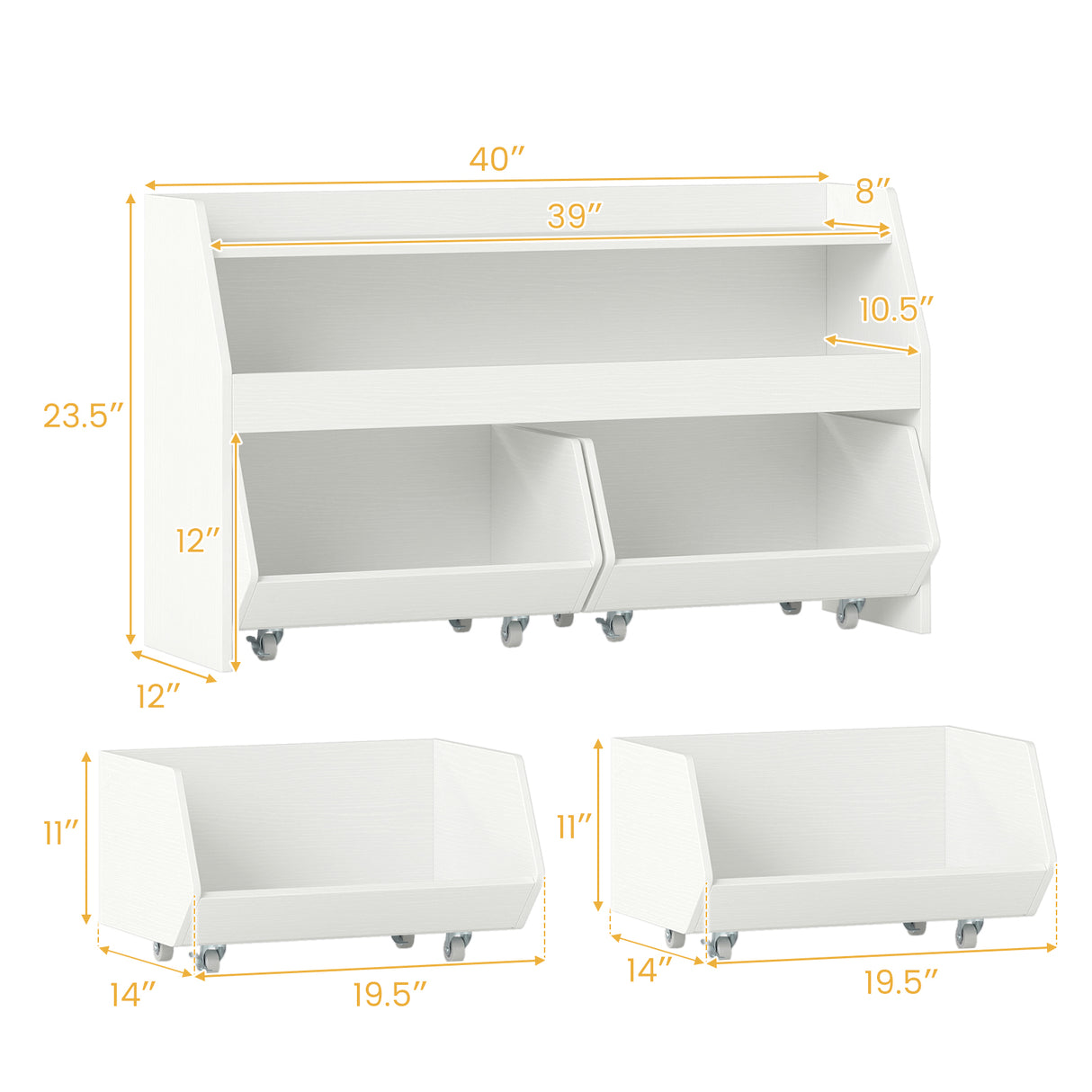 Kids Toy Storage Organizer Wooden Bookcase with 2 Movable Drawers