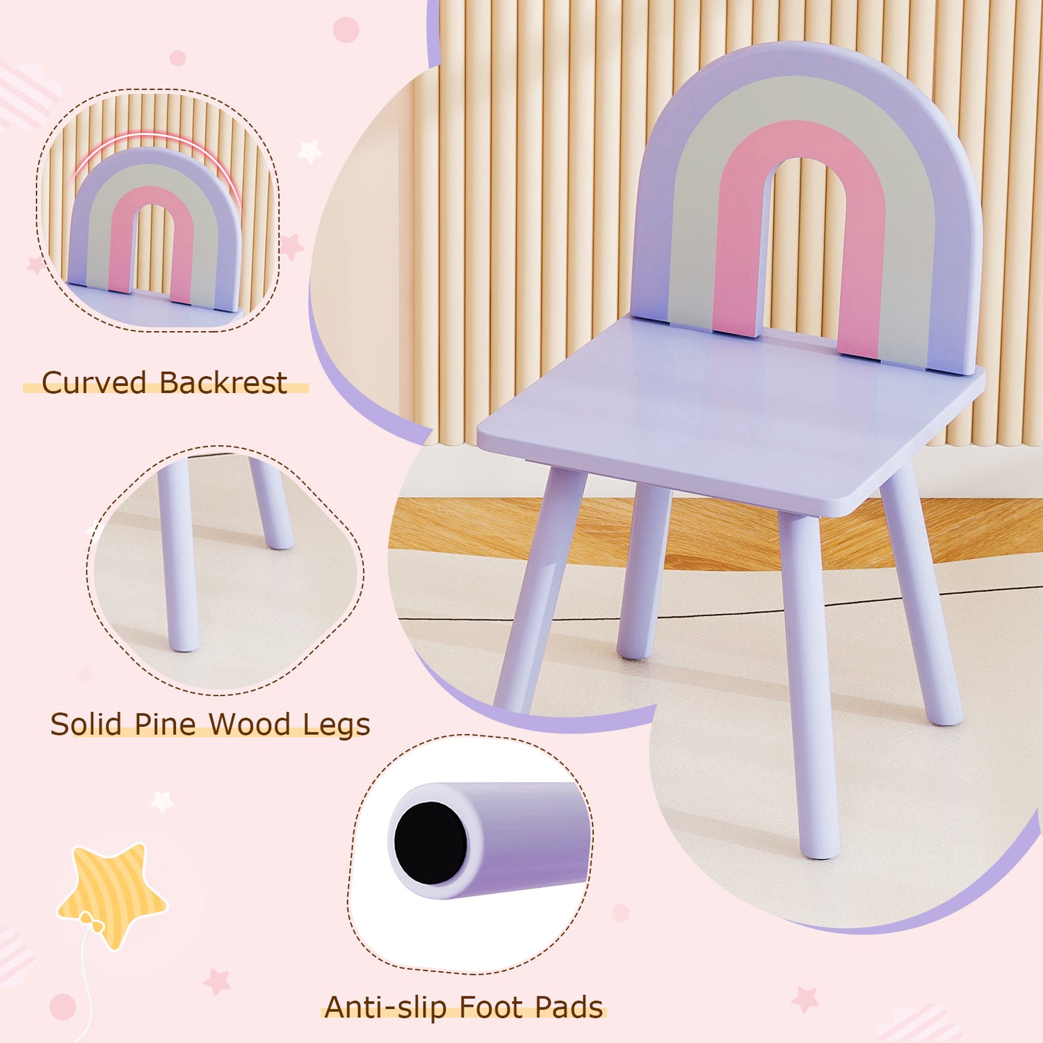 Kids Vanity Table and Chair Set with Cloud-shaped Mirror and Open Shelf