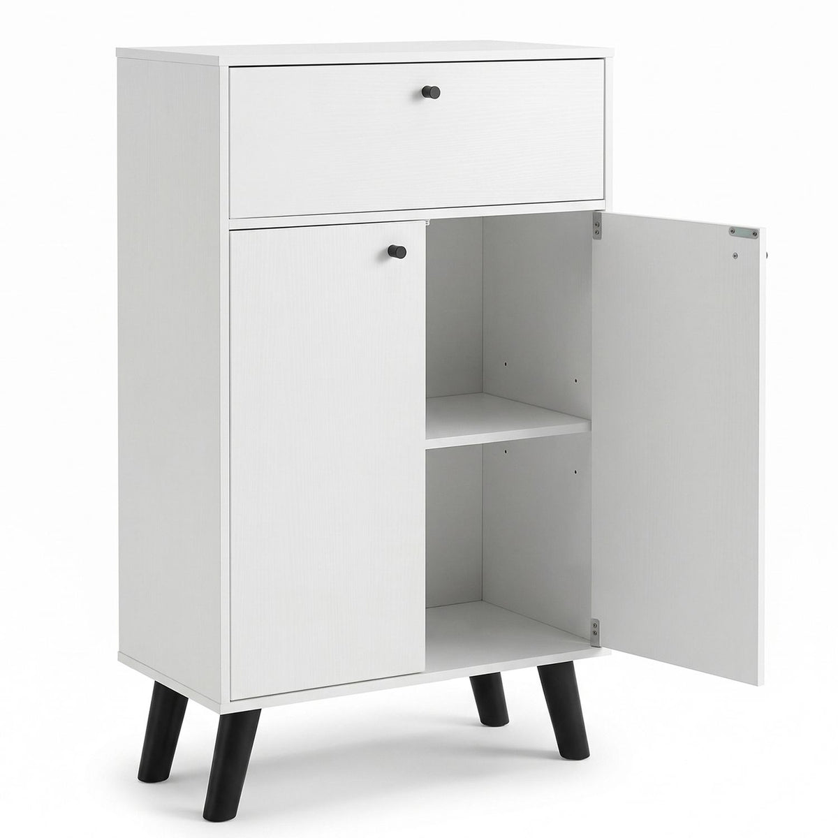 Kitchen Buffet Cabinet with 1 Drawer 2 Doors and Adjustable Shelf-White
