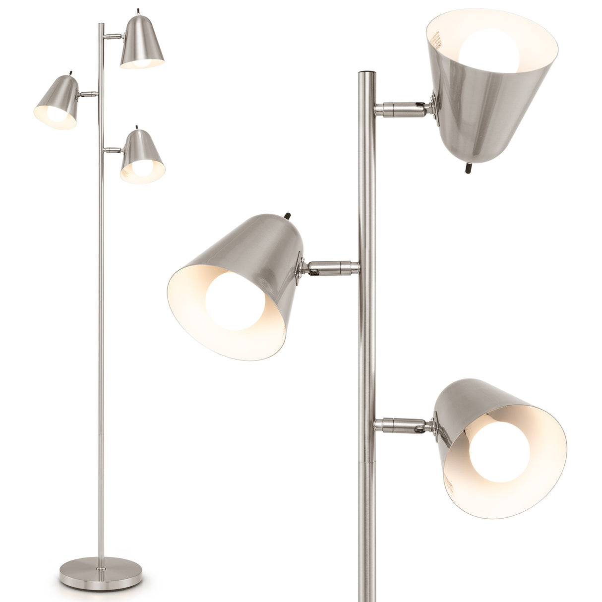 64 Inch 3-Light LED Floor Lamp Reading Light for Living Room Bedroom