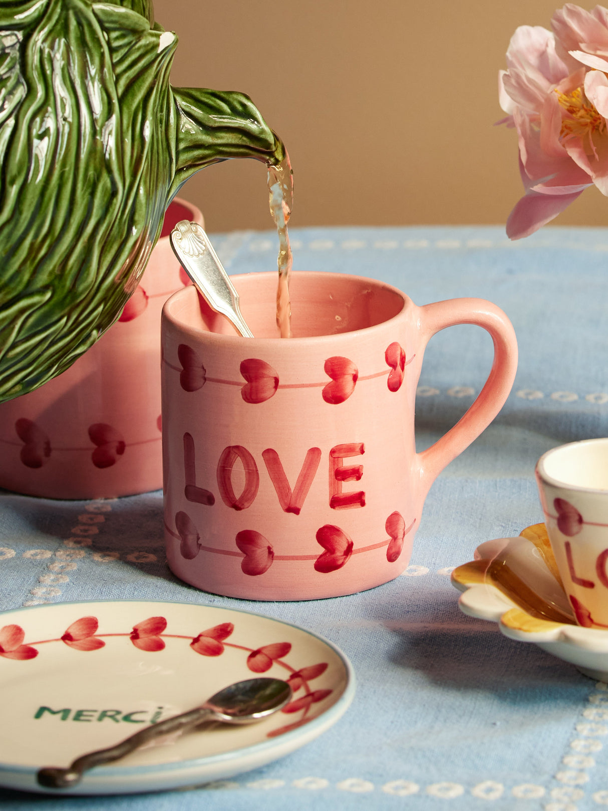 Ceramic Mug with Hand Painted Love - 14.2 oz