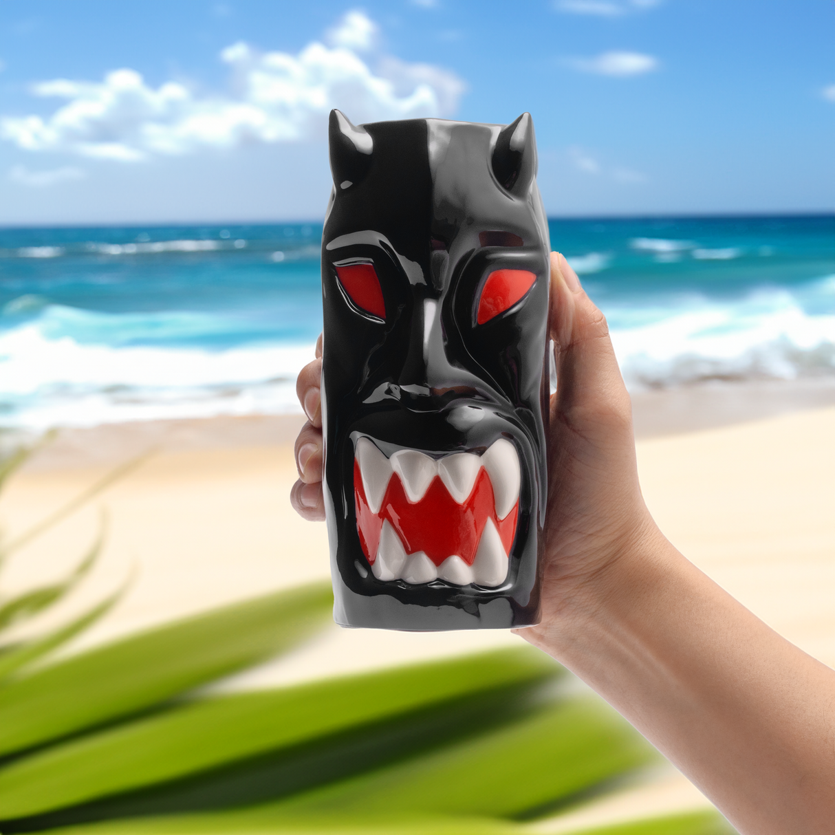 Ceramic Horned Hawaiian Tiki Mugs (Set of 4)