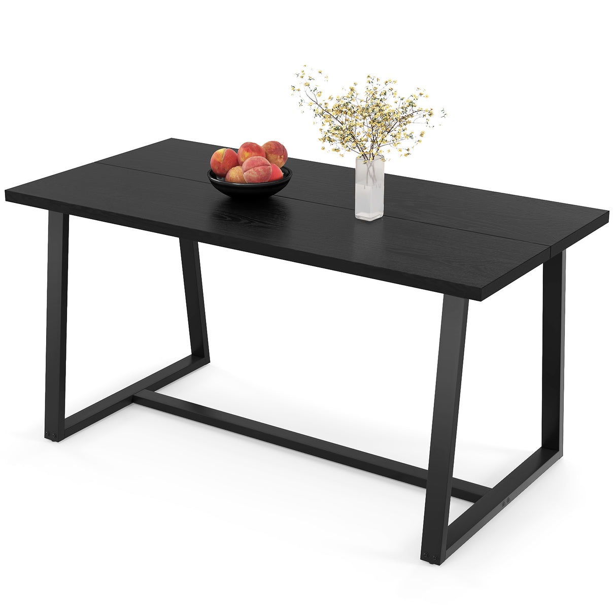 Large Dining Table with Heavy-duty Metal Frame and Anti-slip Foot Pads