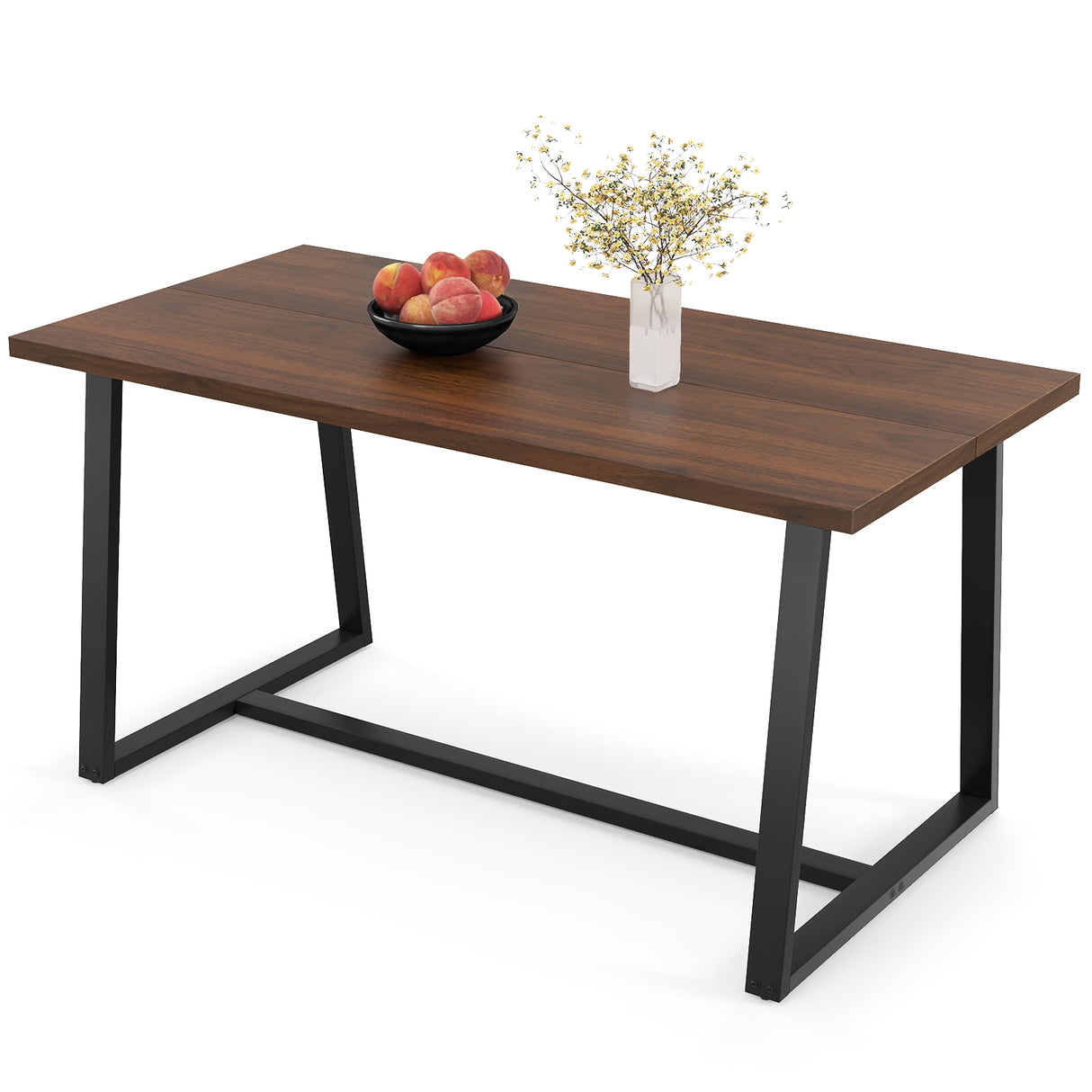 Large Dining Table with Heavy-duty Metal Frame and Anti-slip Foot Pads
