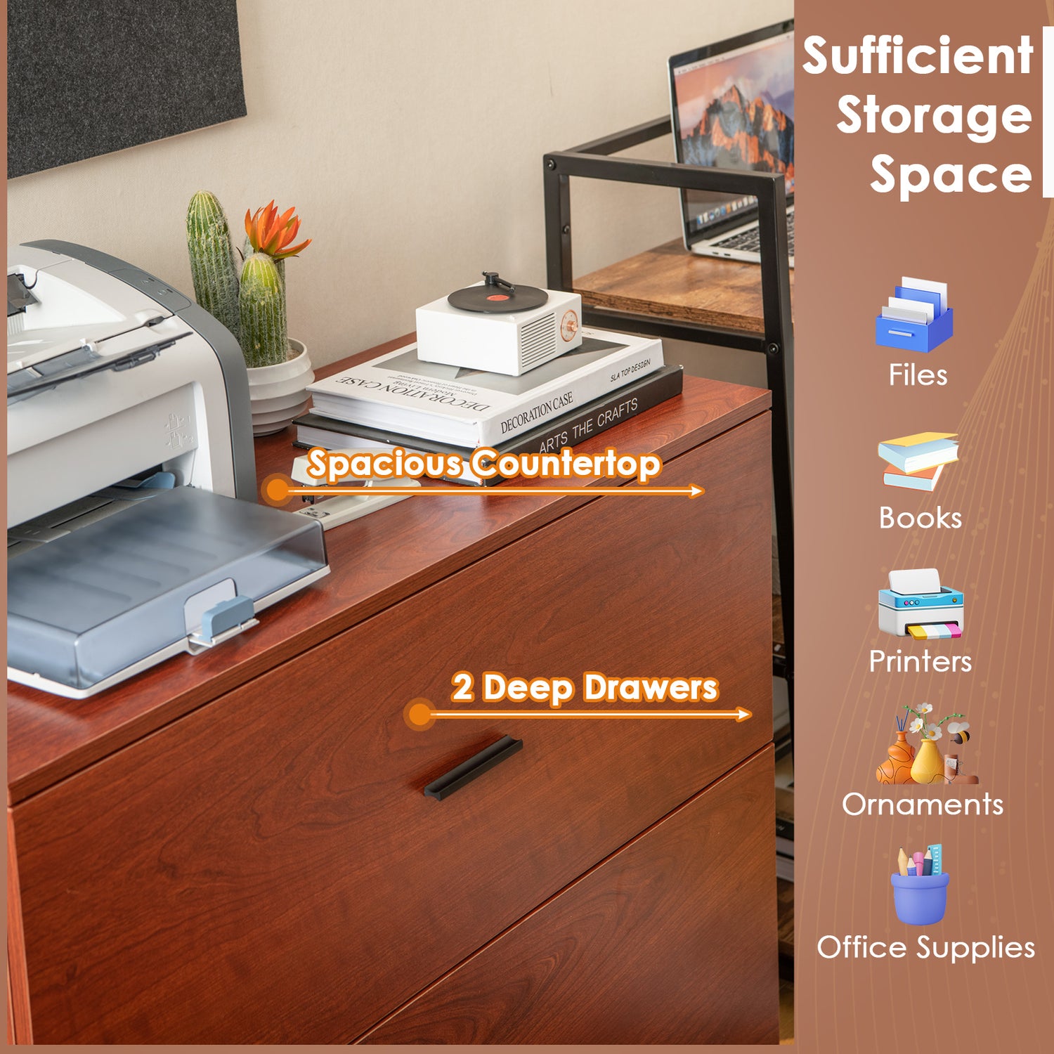 2-Drawer Lateral File Cabinet with Adjustable Bars for Home and Office