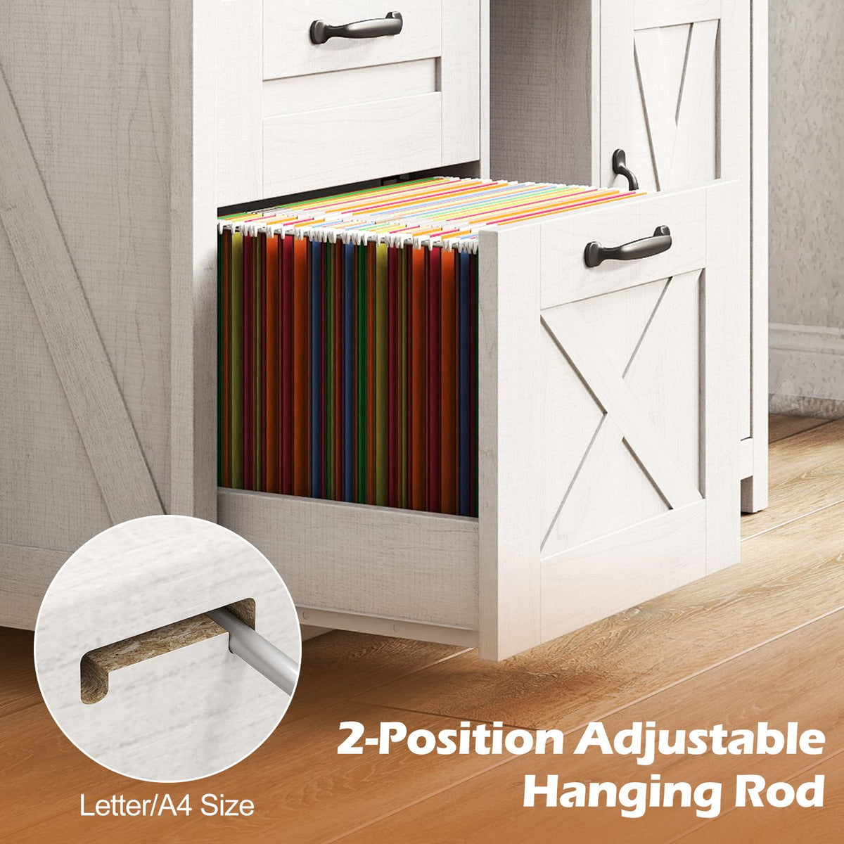 Lateral File Cabinet with 2 Drawers and Single-Door Cabinet for Letter/A4