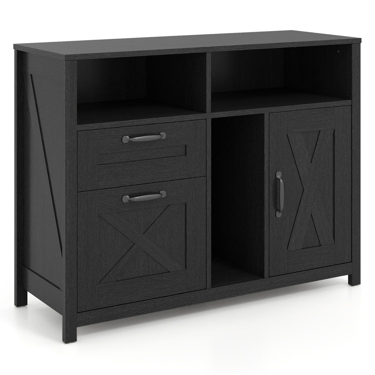 Lateral File Cabinet with 2 Drawers and Single-Door Cabinet for Letter/A4