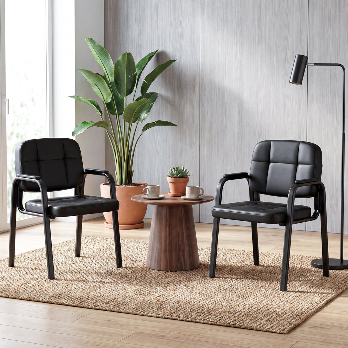 Leather Office Reception Chairs Waiting Room Guest Chairs Set of 2/4