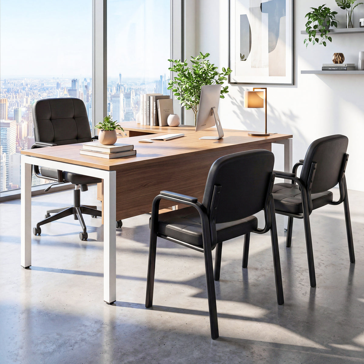 Leather Office Reception Chairs Waiting Room Guest Chairs Set of 2/4