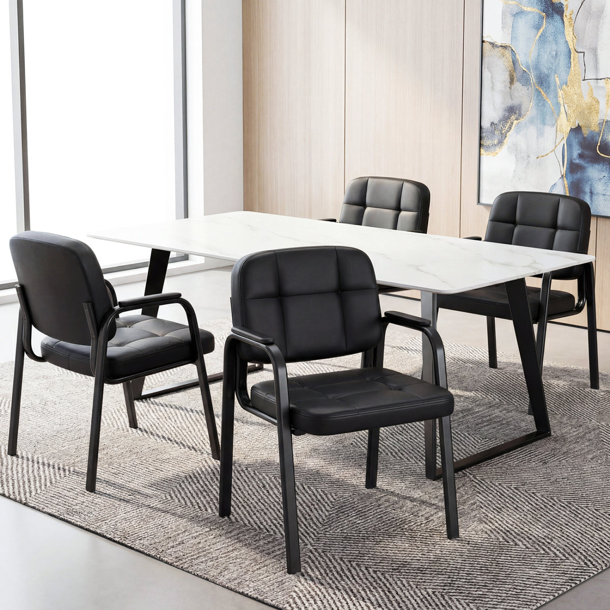 Leather Office Reception Chairs Waiting Room Guest Chairs Set of 2/4
