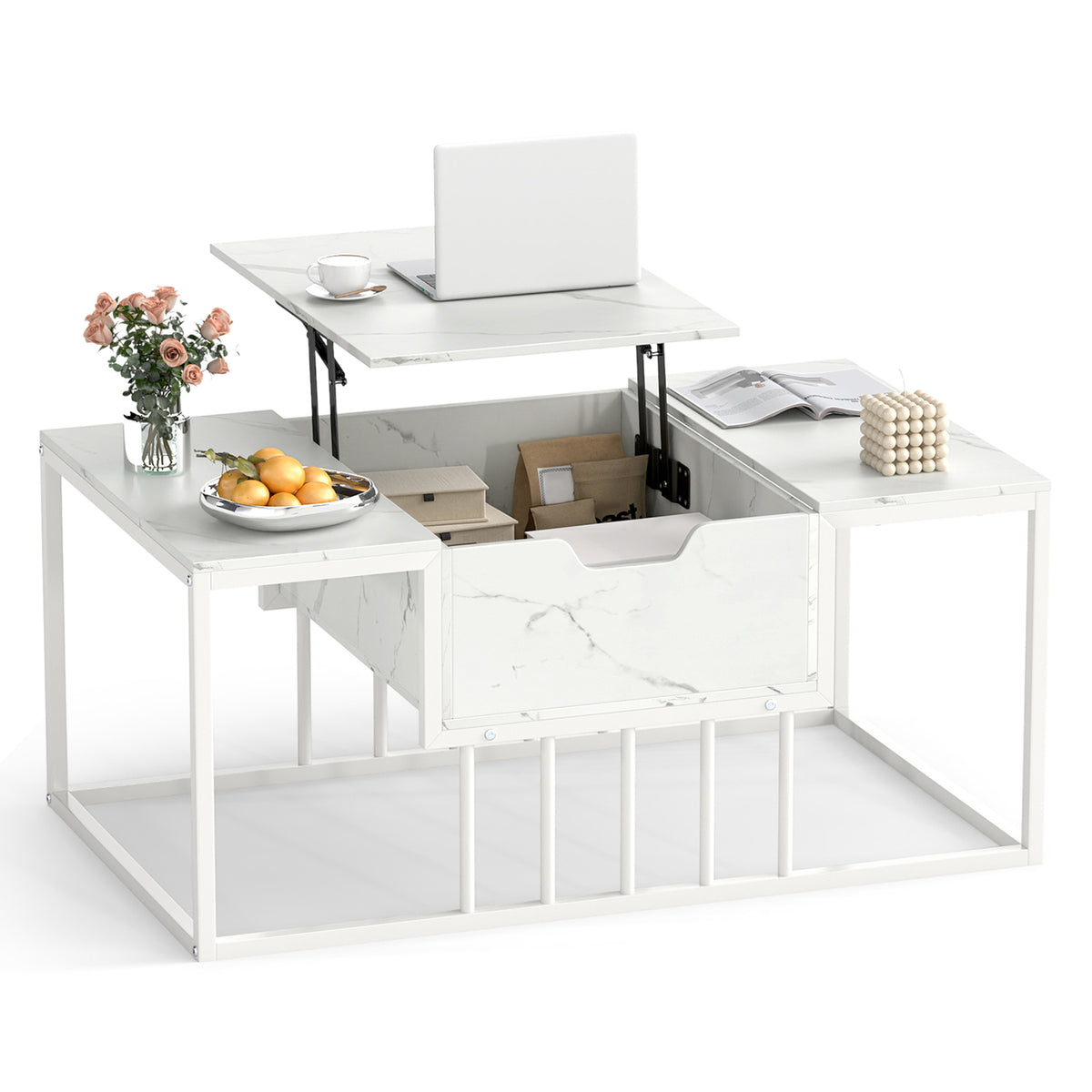 Lift Top Coffee Table Modern Center Table with Hidden Storage Compartment