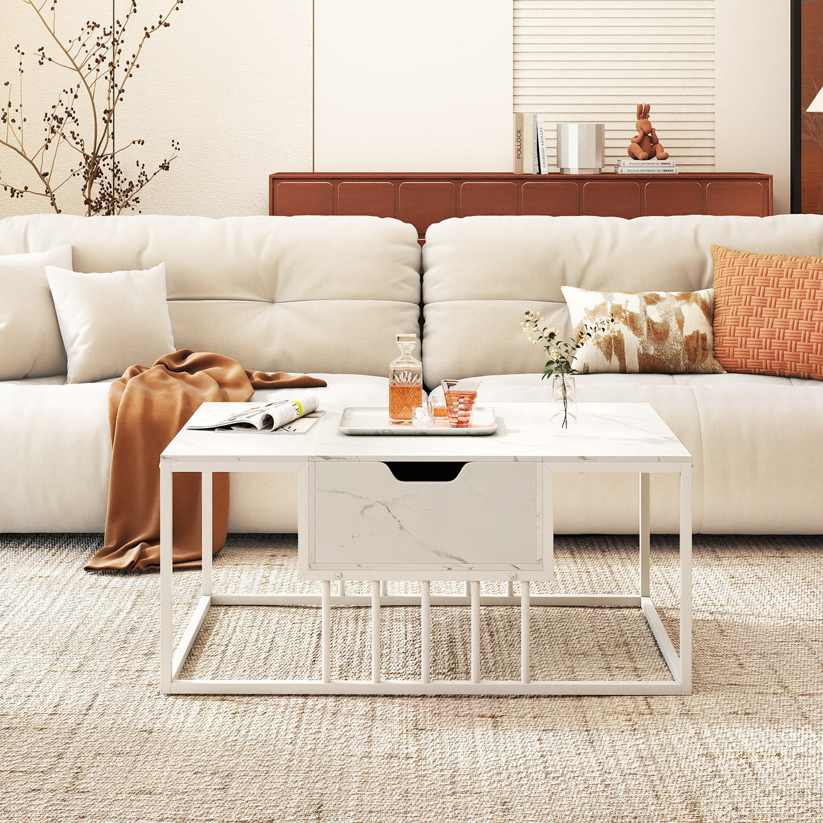Lift Top Coffee Table Modern Center Table with Hidden Storage Compartment