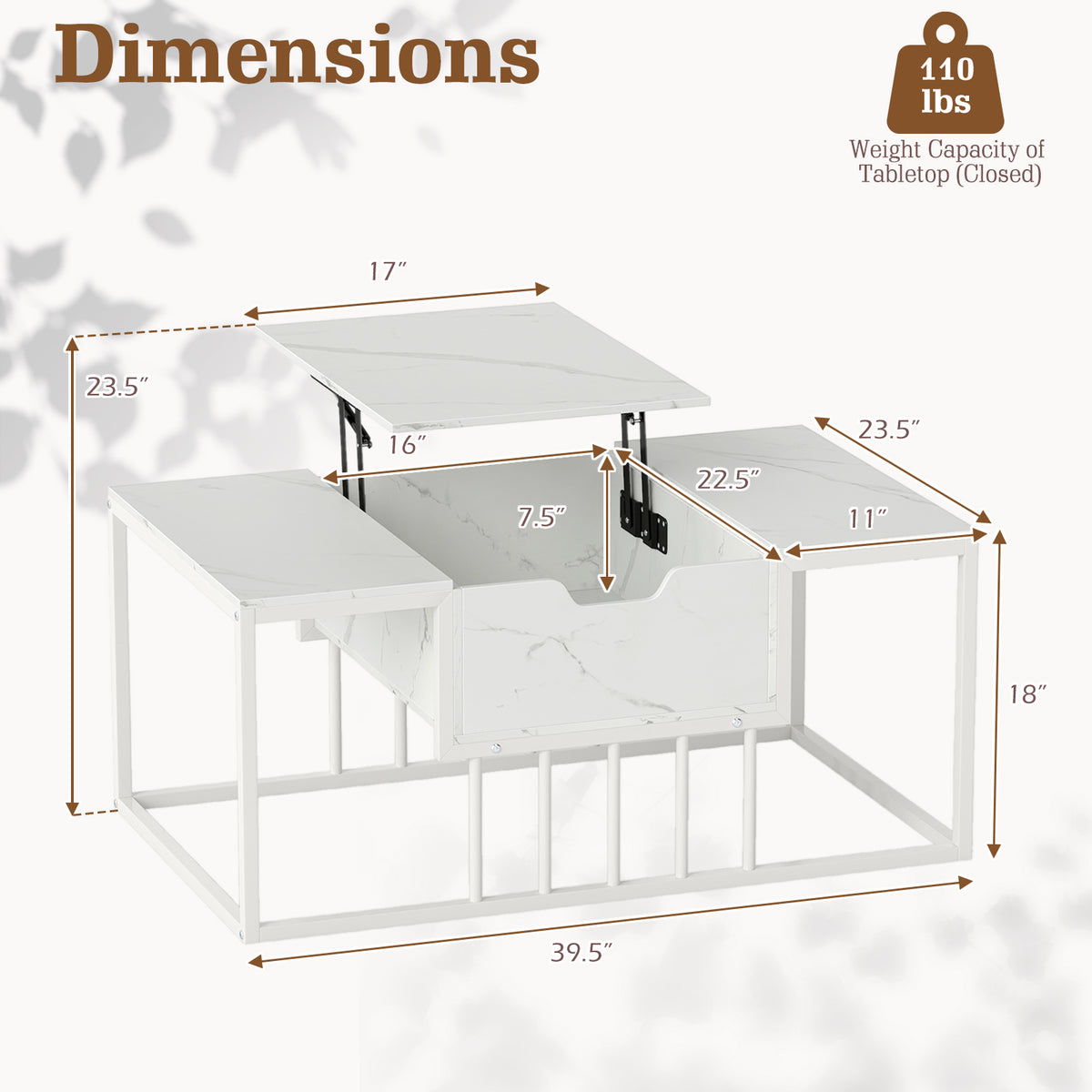 Lift Top Coffee Table Modern Center Table with Hidden Storage Compartment