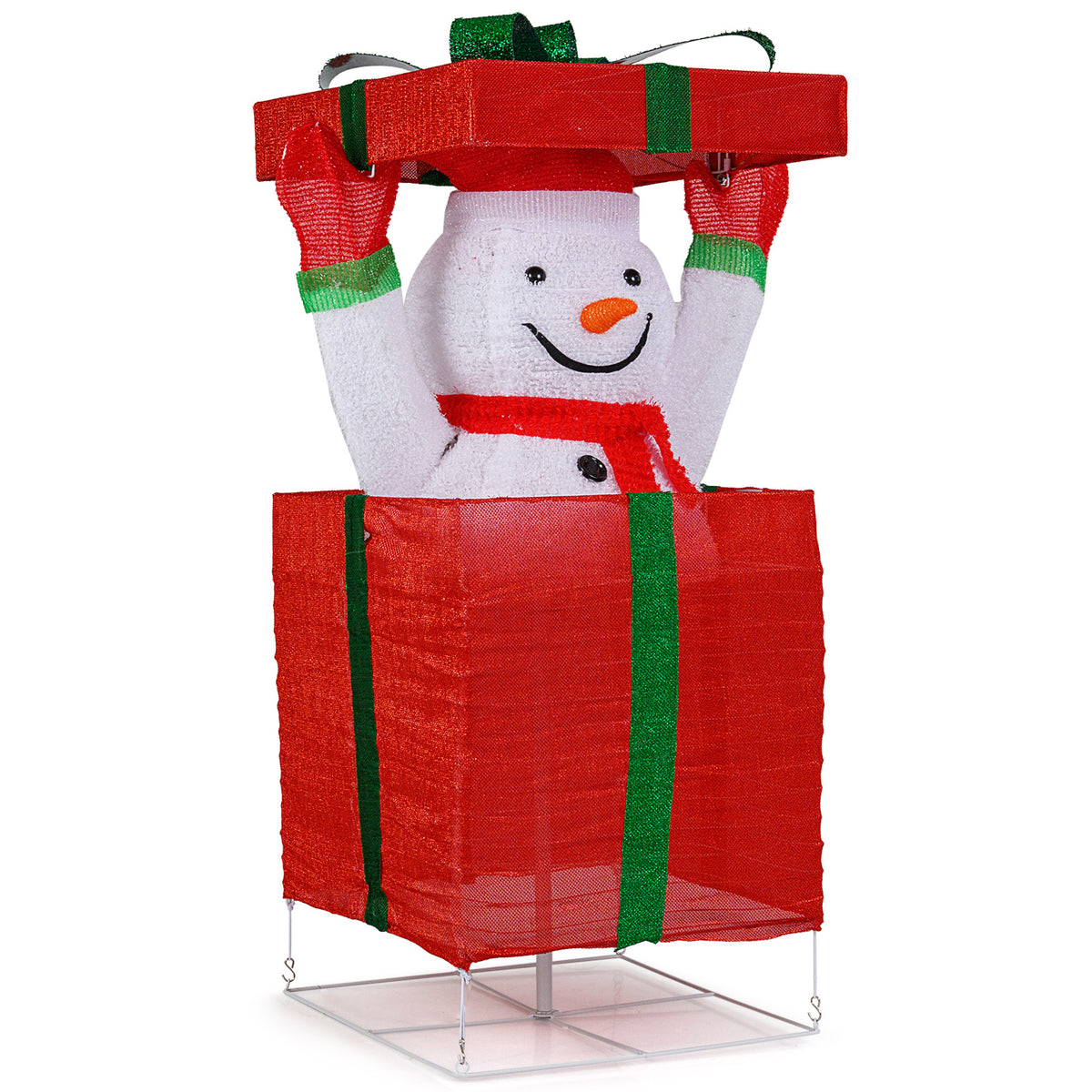 Lighted Snowman in Gift Box Christmas Decoration