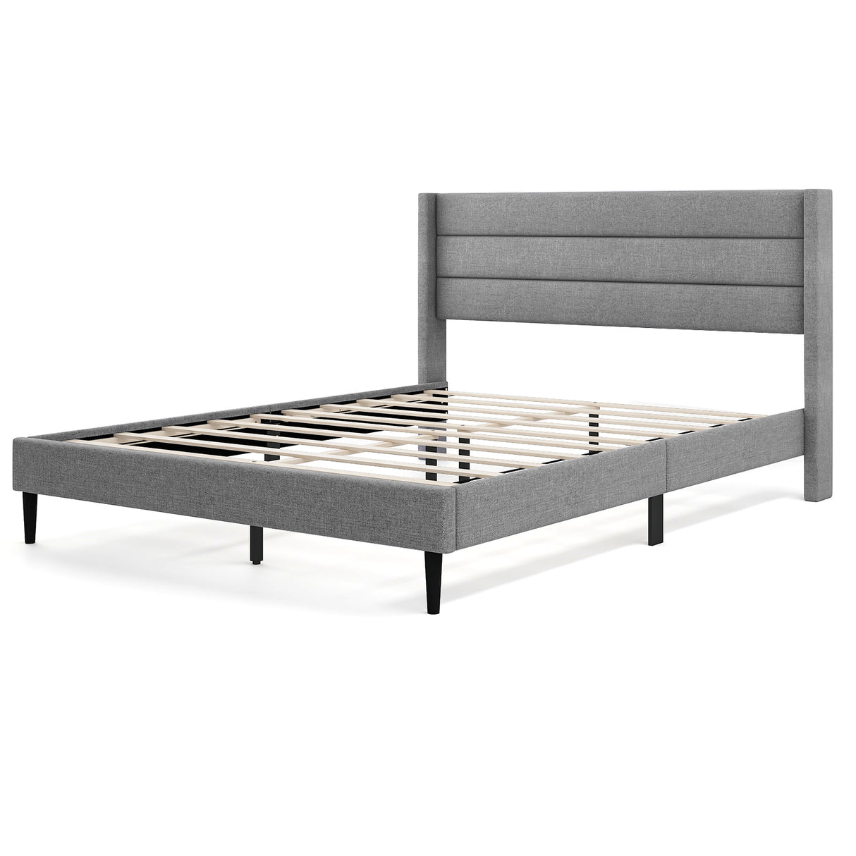 Linen Upholstered Platform Twin/Queen Bed Frame with Wingback Headboard