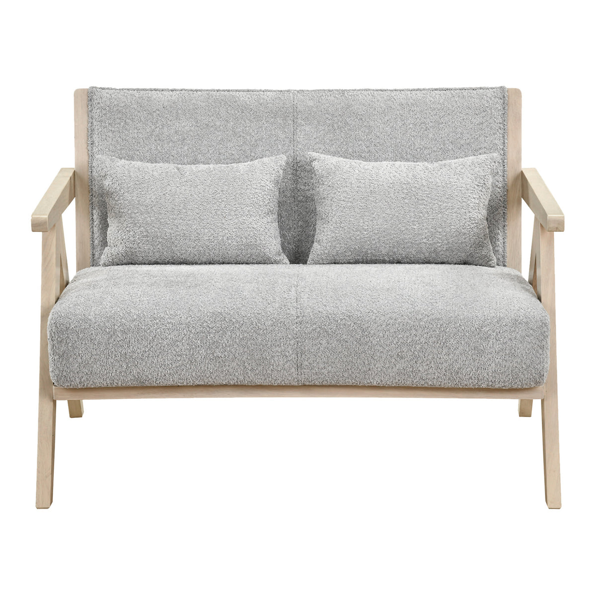 Loveseat Sofa for Small Spaces with Throw Pillows Rubber Wood Frame Padded Seat