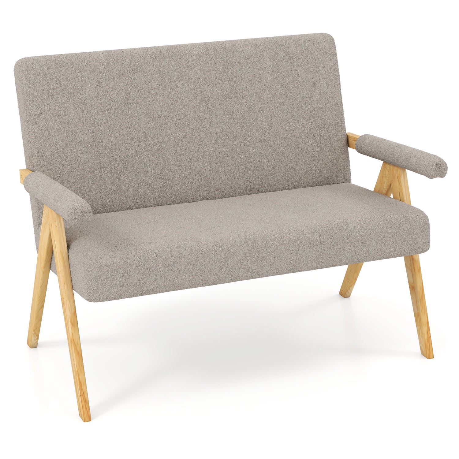 Loveseat Sofa with Armrests and Wooden Legs