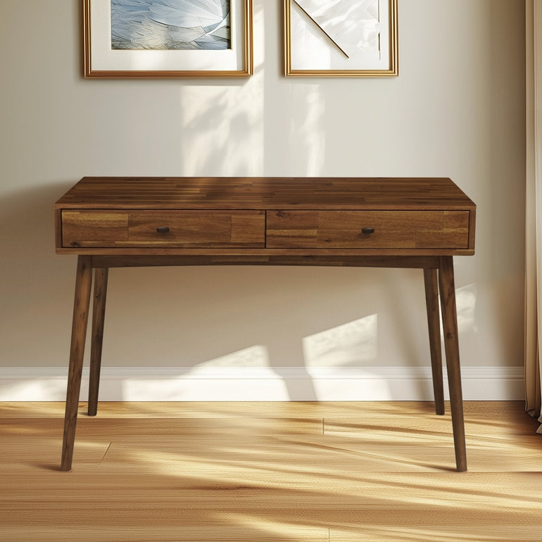 Acacia Lagom 48" Solid Wood Work Desk with Drawers for Functional Home Office