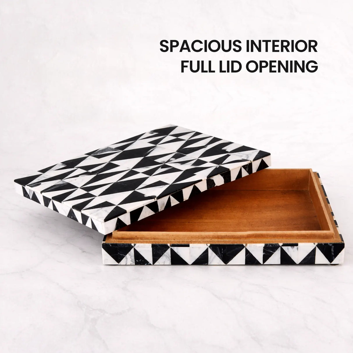 Decorative Box Medley Harlequin Resin Inlay, Black - White, 6 sizes