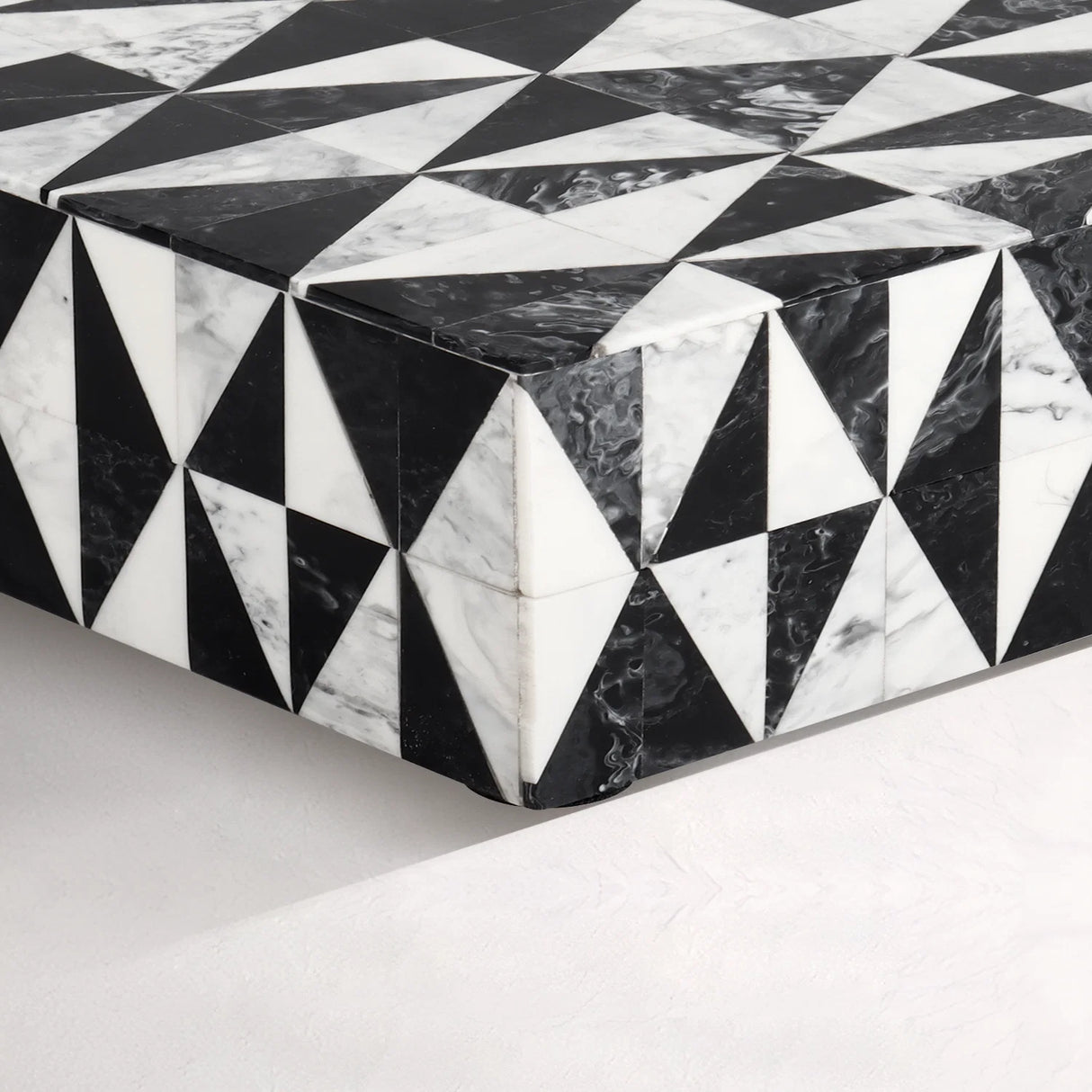 Decorative Box Medley Harlequin Resin Inlay, Black - White, 6 sizes